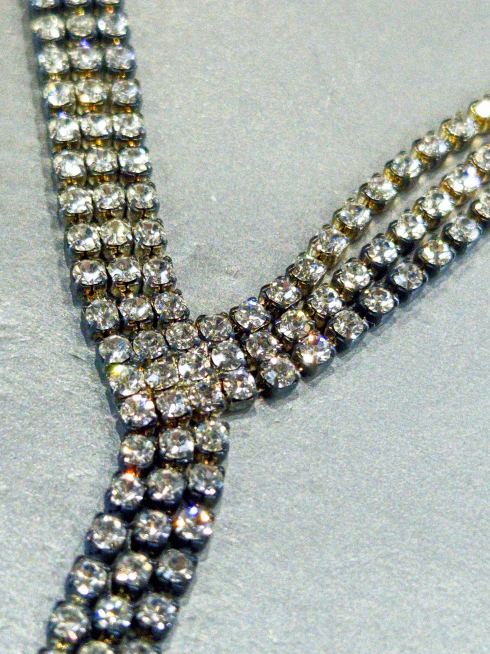 Vintage Afterthoughts Rhinestone Y Drop Choker Necklace NWT 90s Y2K Silver